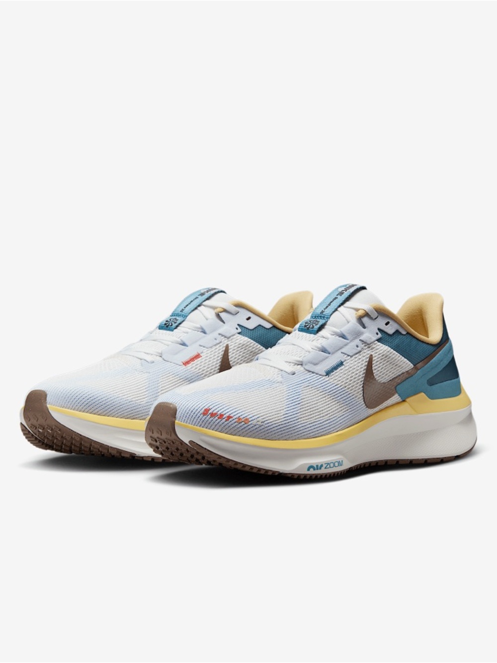 Nike Structure 25 Road Running Shoes Summit White Soft Yellow Mink Brown 11.5